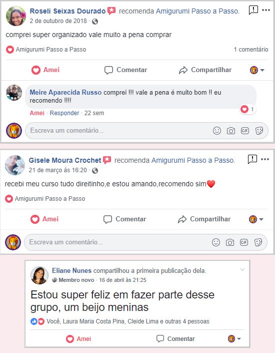 Comentários de pessoas que adquiriram o curso